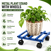 Heavy Duty Metal Plant Trolley with 360° Rotating Wheels